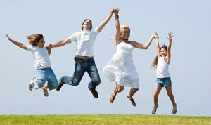 family jumping